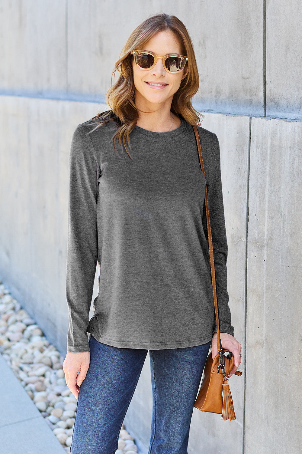 Basic Bae Full Size Round Neck Long Sleeve Top - Fragrance Spice