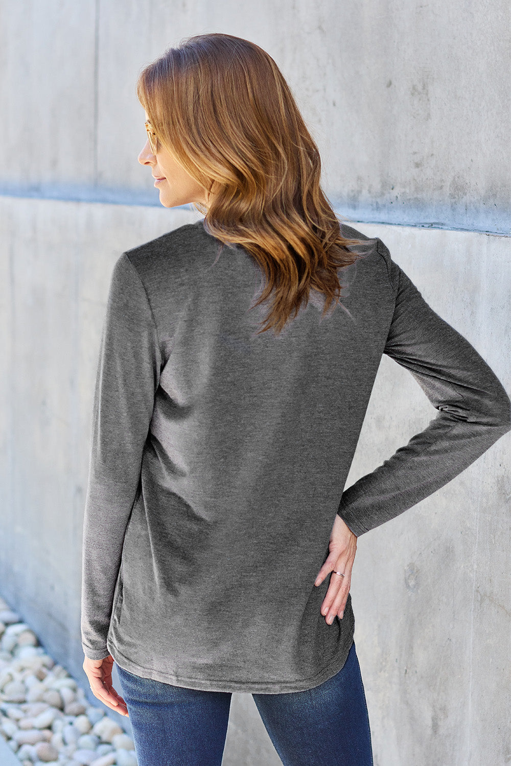 Basic Bae Full Size Round Neck Long Sleeve Top - Fragrance Spice