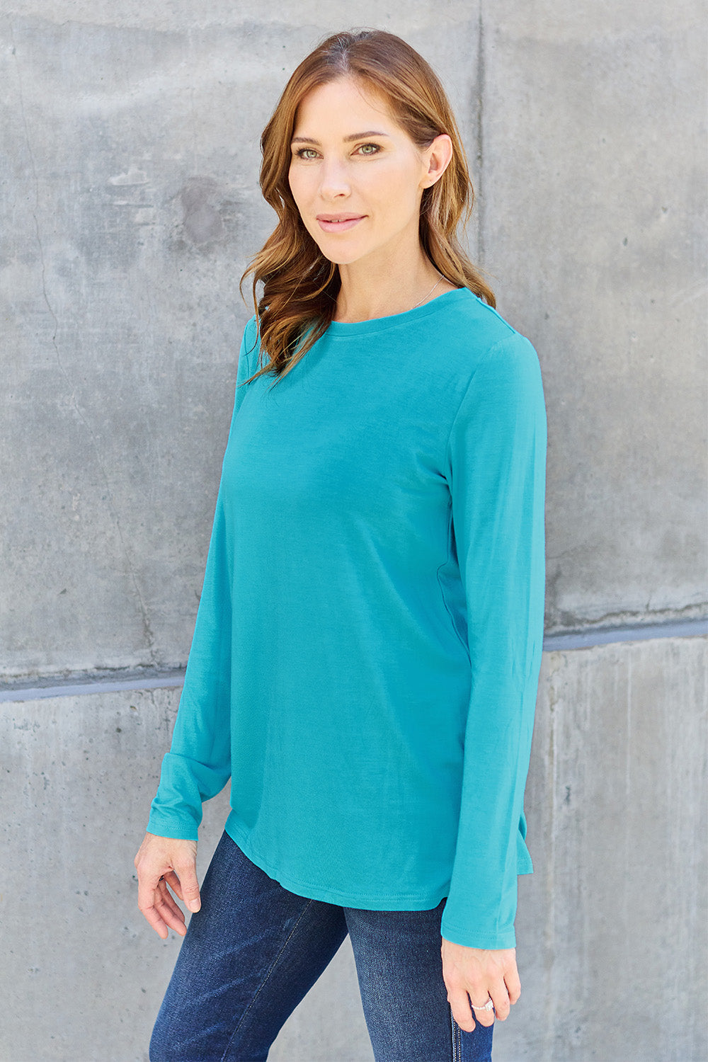 Basic Bae Full Size Round Neck Long Sleeve Top - Fragrance Spice