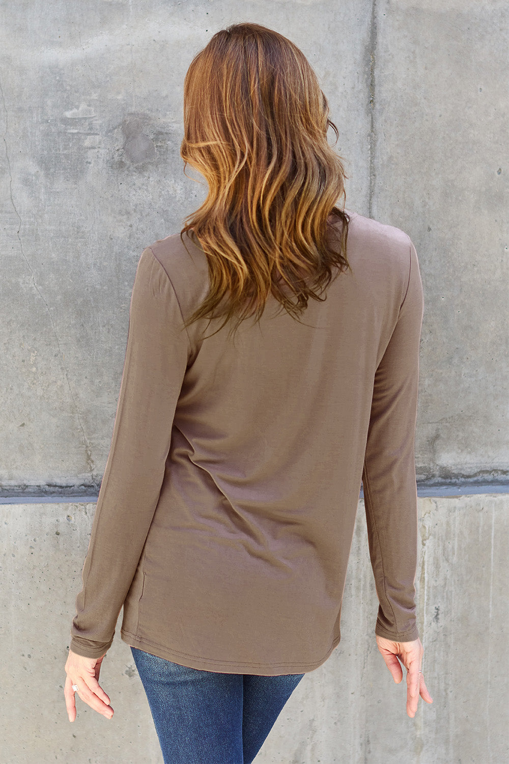 Basic Bae Full Size Round Neck Long Sleeve Top - Fragrance Spice