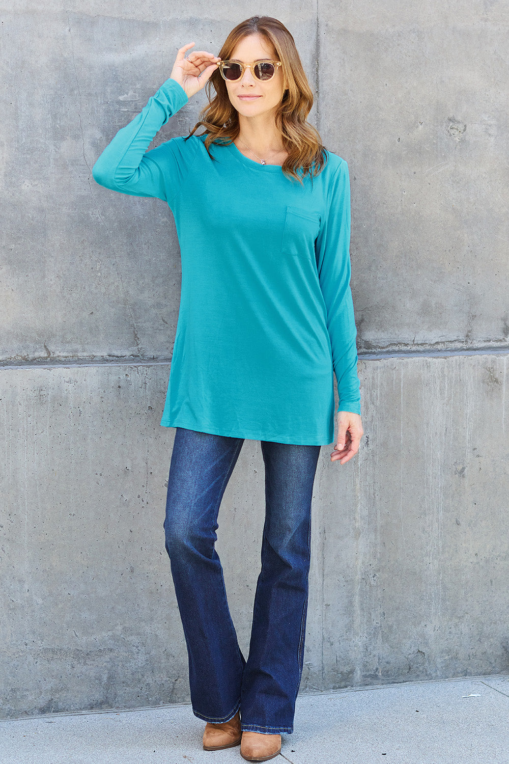 Basic Bae Full Size Round Neck Long Sleeve Top - Fragrance Spice