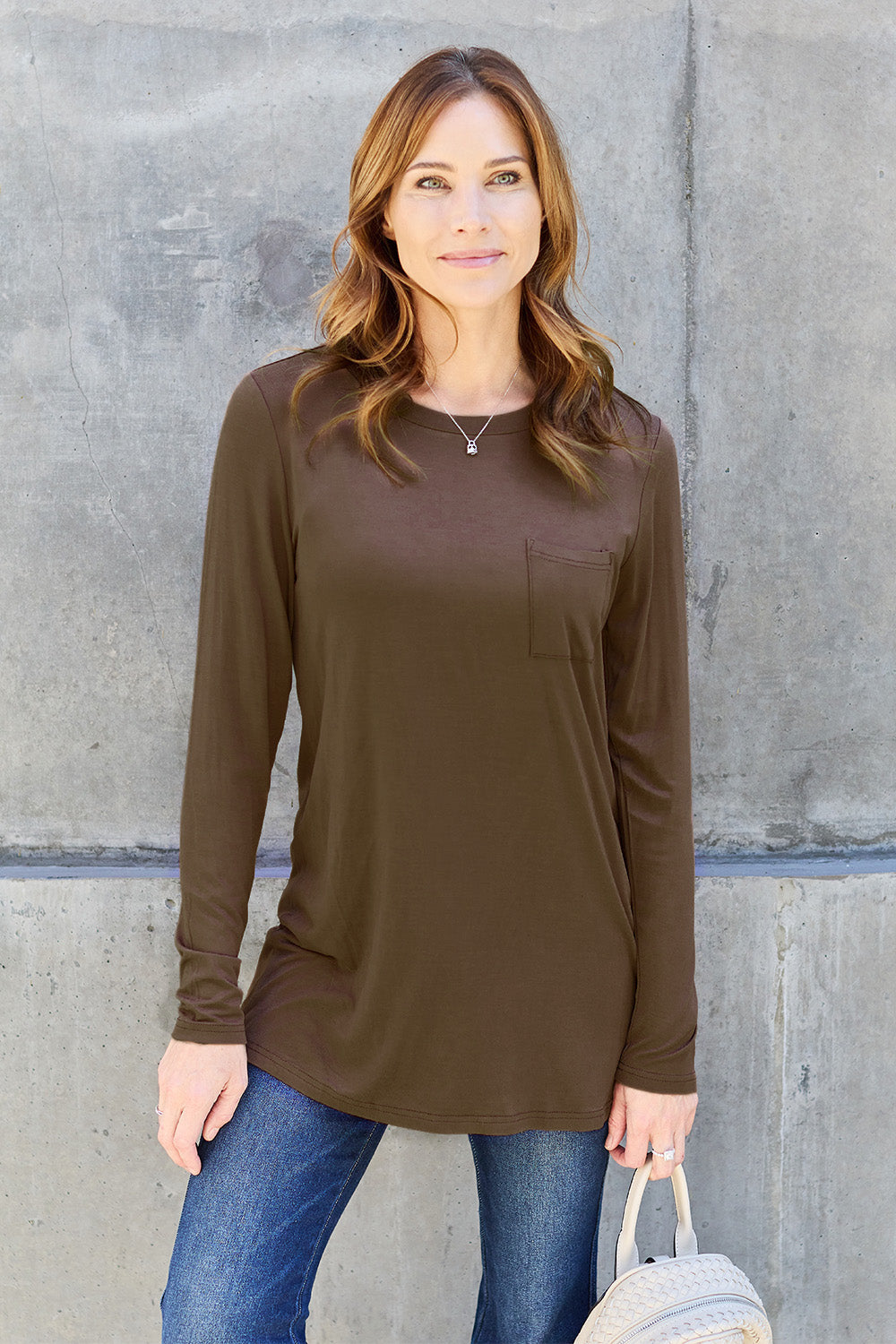 Basic Bae Full Size Round Neck Long Sleeve Top - Fragrance Spice