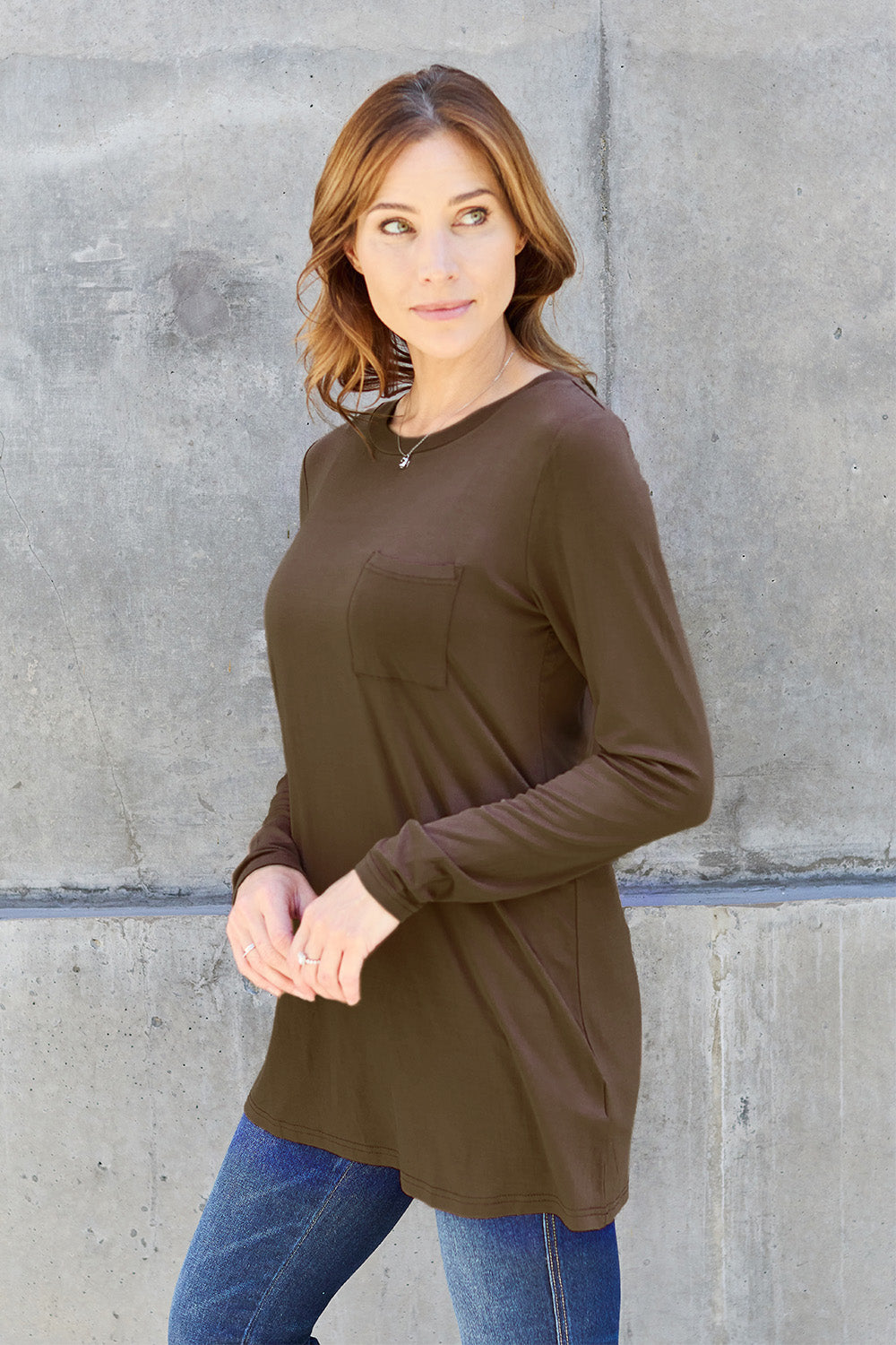 Basic Bae Full Size Round Neck Long Sleeve Top - Fragrance Spice