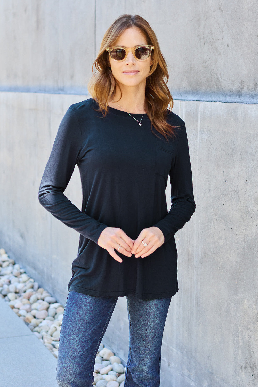 Basic Bae Full Size Round Neck Long Sleeve Top - Fragrance Spice