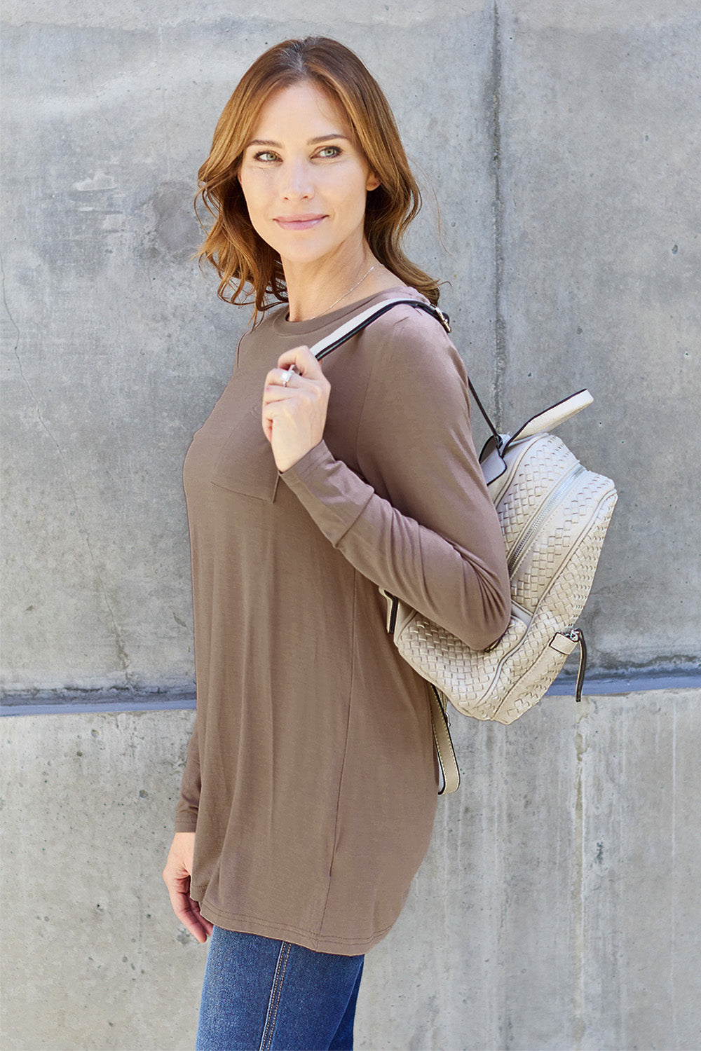 Basic Bae Full Size Round Neck Long Sleeve Top - Fragrance Spice