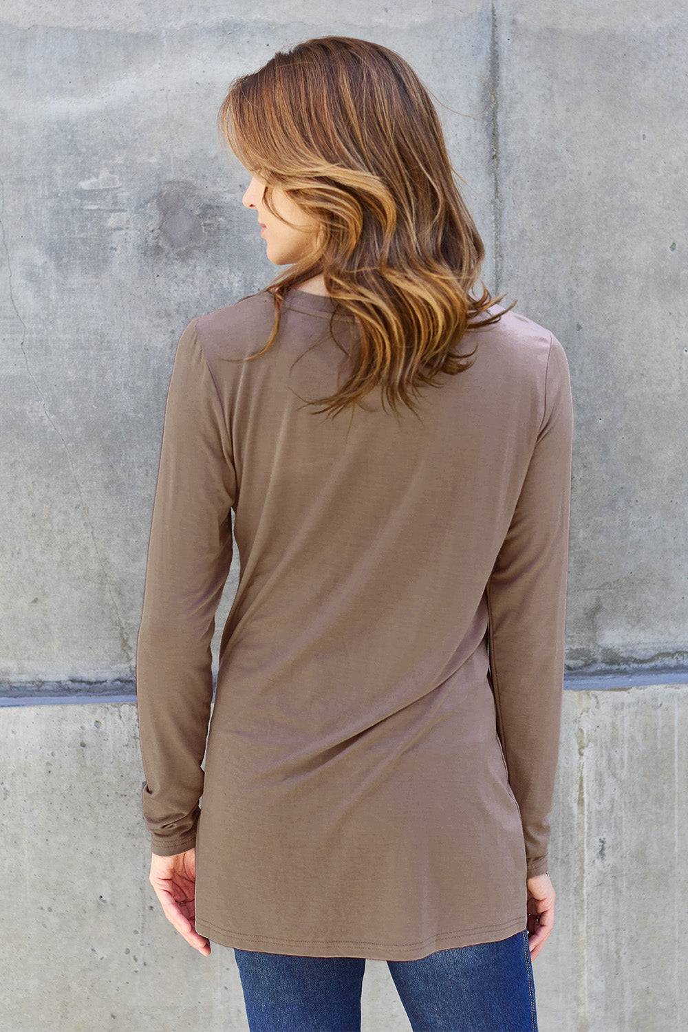 Basic Bae Full Size Round Neck Long Sleeve Top - Fragrance Spice