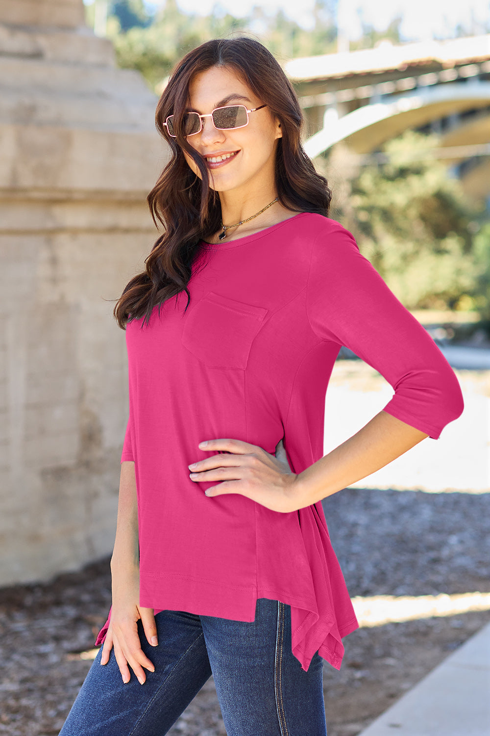 Basic Bae Full Size Round Neck Pocketed T-Shirt - Fragrance Spice