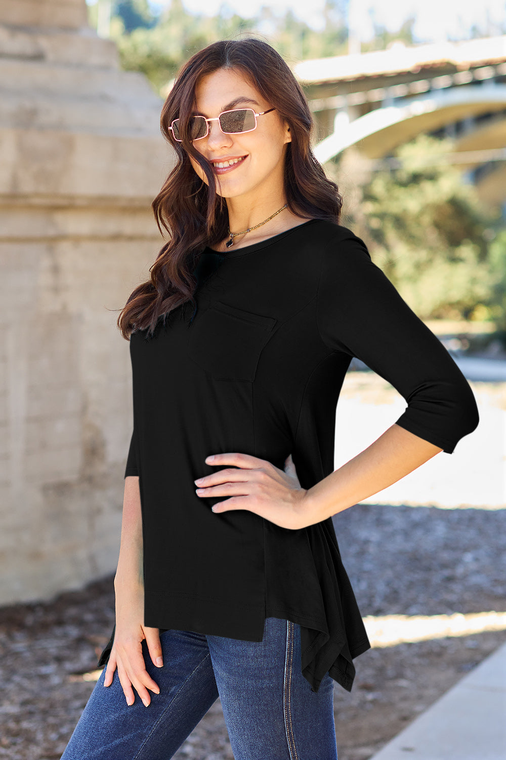 Basic Bae Full Size Round Neck Pocketed T-Shirt - Fragrance Spice