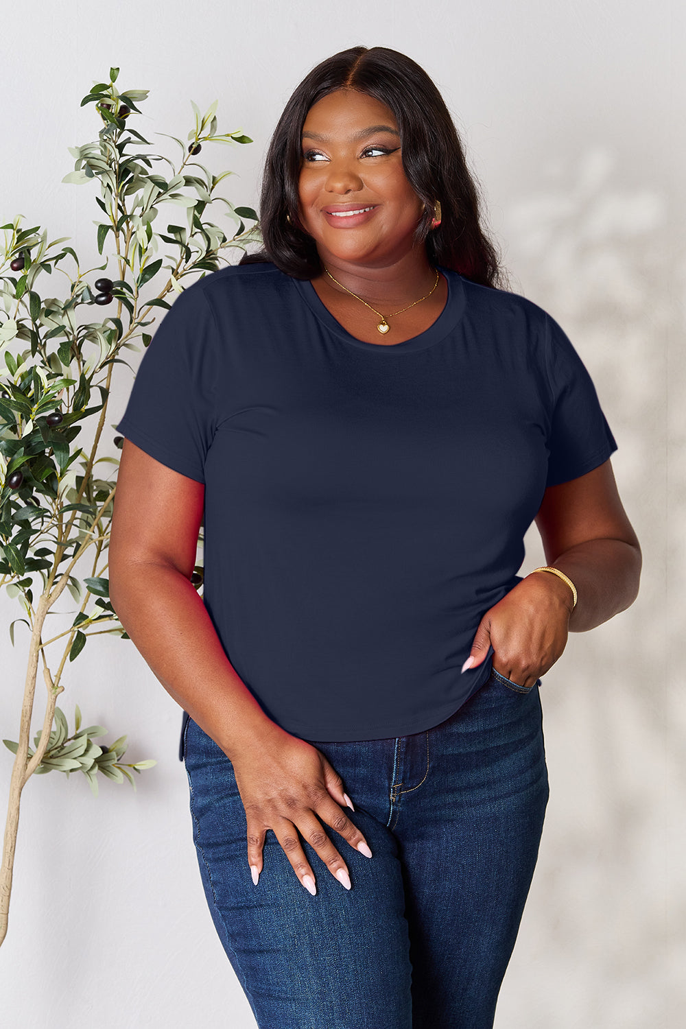 Basic Bae Full Size Round Neck Short Sleeve T-Shirt - Fragrance Spice