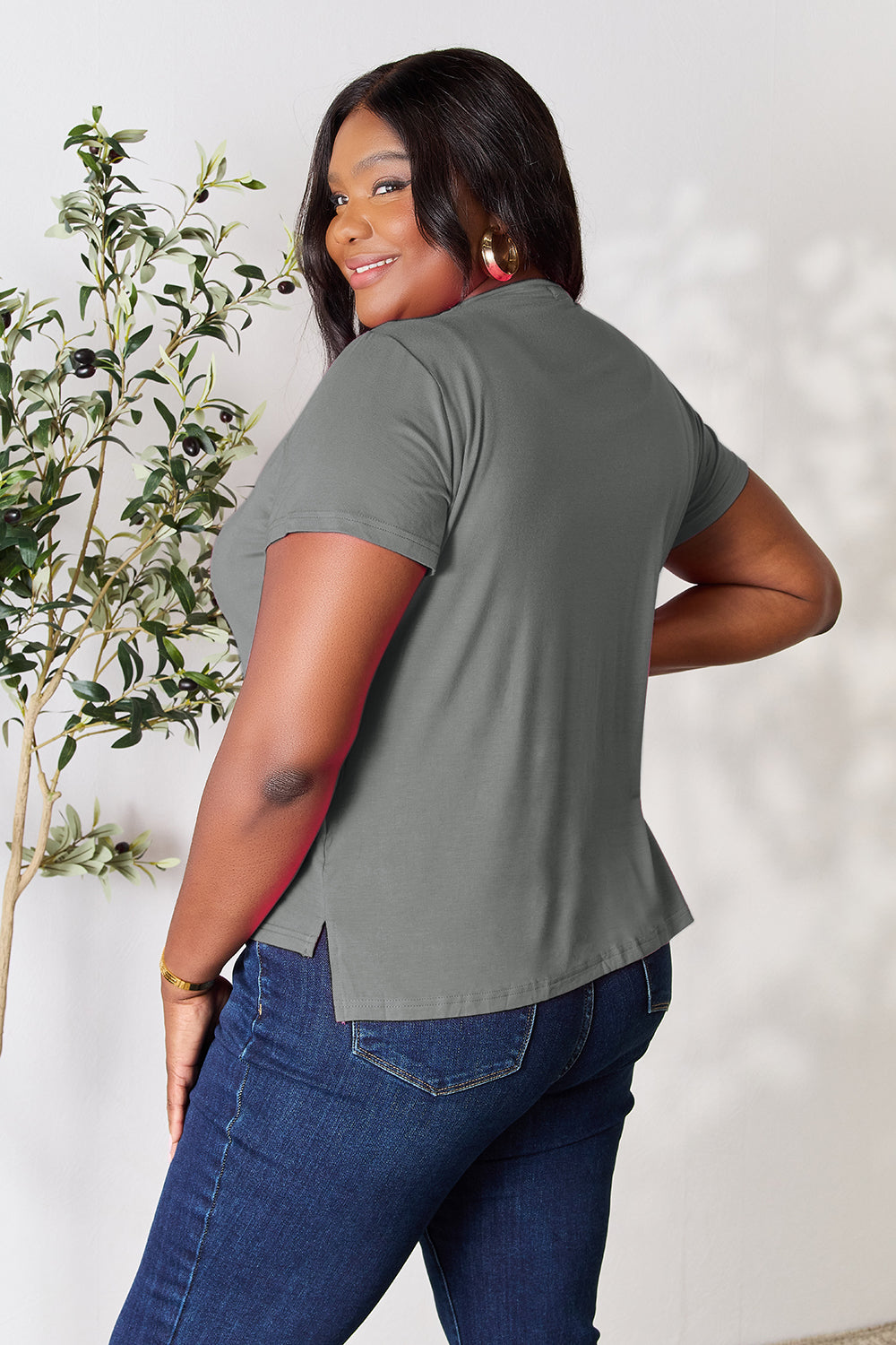 Basic Bae Full Size Round Neck Short Sleeve T-Shirt - Fragrance Spice