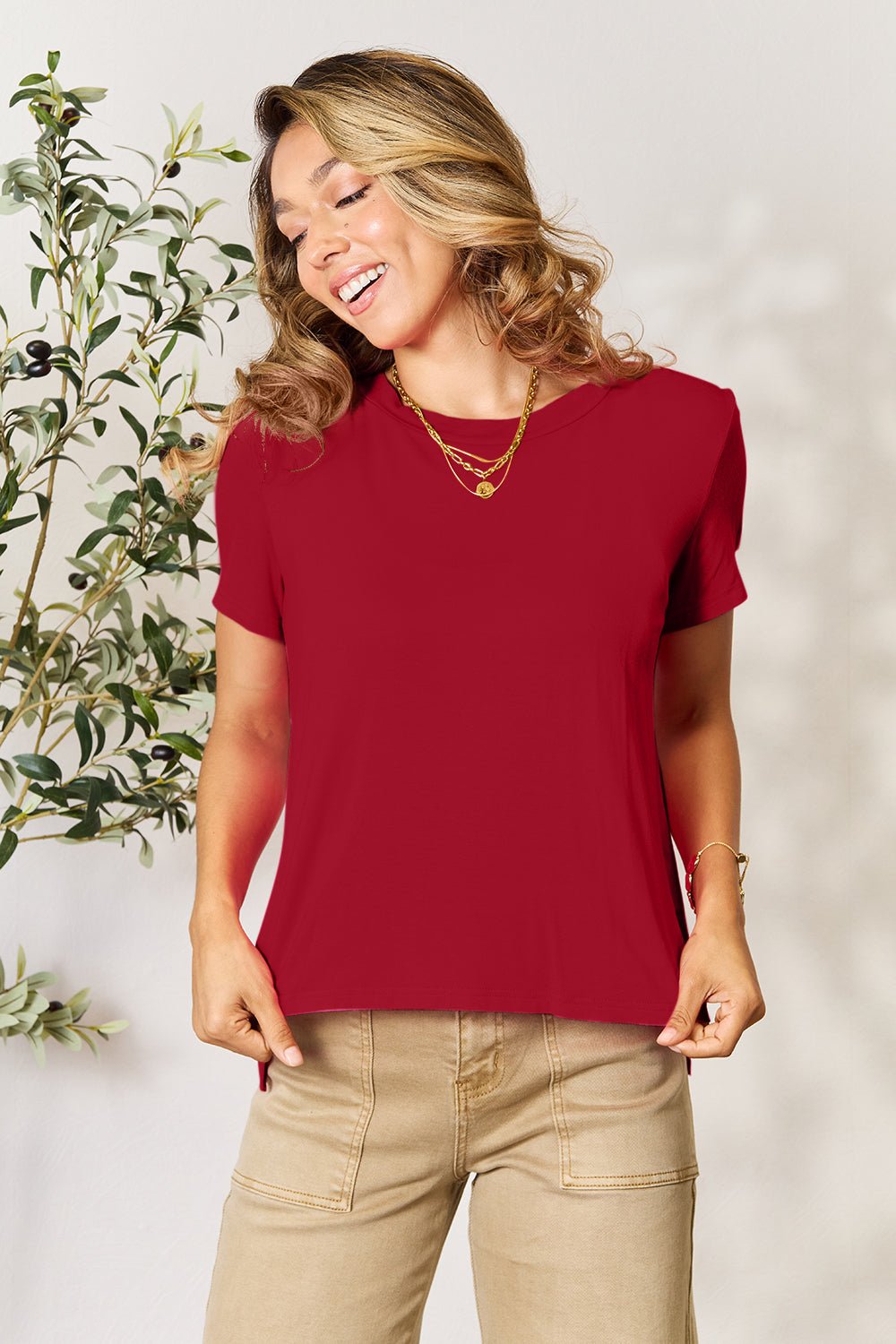 Basic Bae Full Size Round Neck Short Sleeve T-Shirt - Fragrance Spice