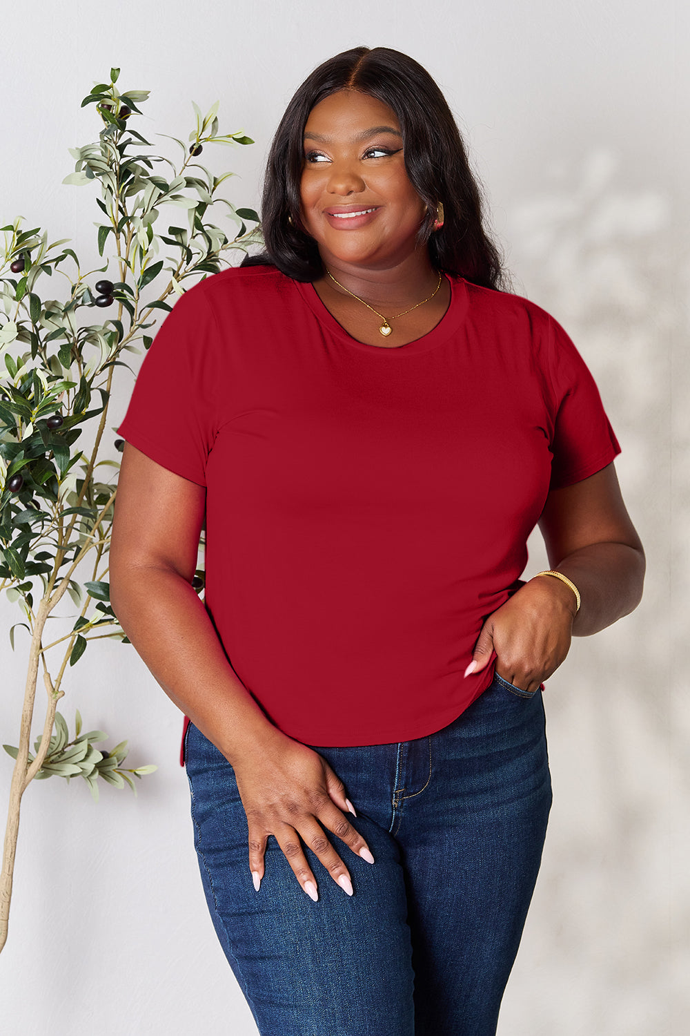 Basic Bae Full Size Round Neck Short Sleeve T-Shirt - Fragrance Spice