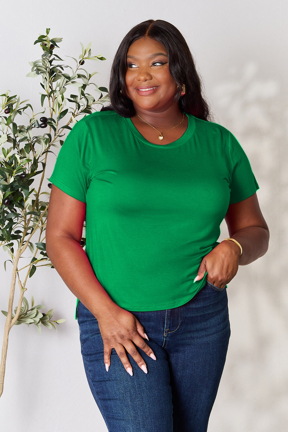 Basic Bae Full Size Round Neck Short Sleeve T-Shirt - Fragrance Spice