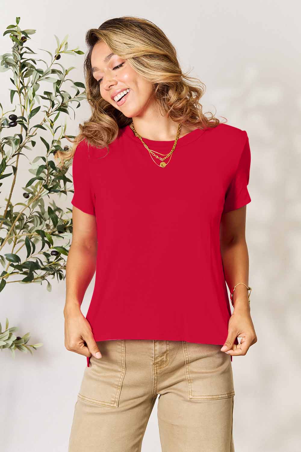 Basic Bae Full Size Round Neck Short Sleeve T-Shirt - Fragrance Spice
