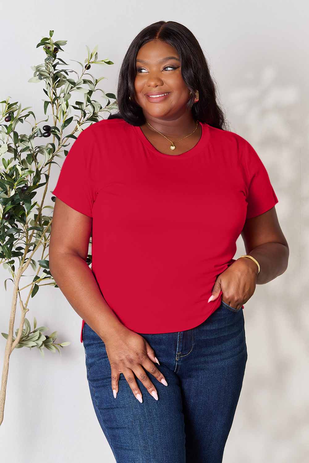 Basic Bae Full Size Round Neck Short Sleeve T-Shirt - Fragrance Spice