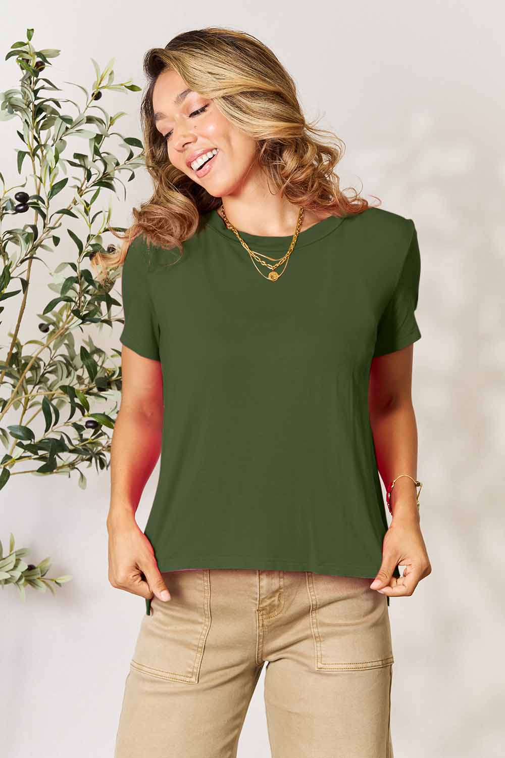 Basic Bae Full Size Round Neck Short Sleeve T-Shirt - Fragrance Spice