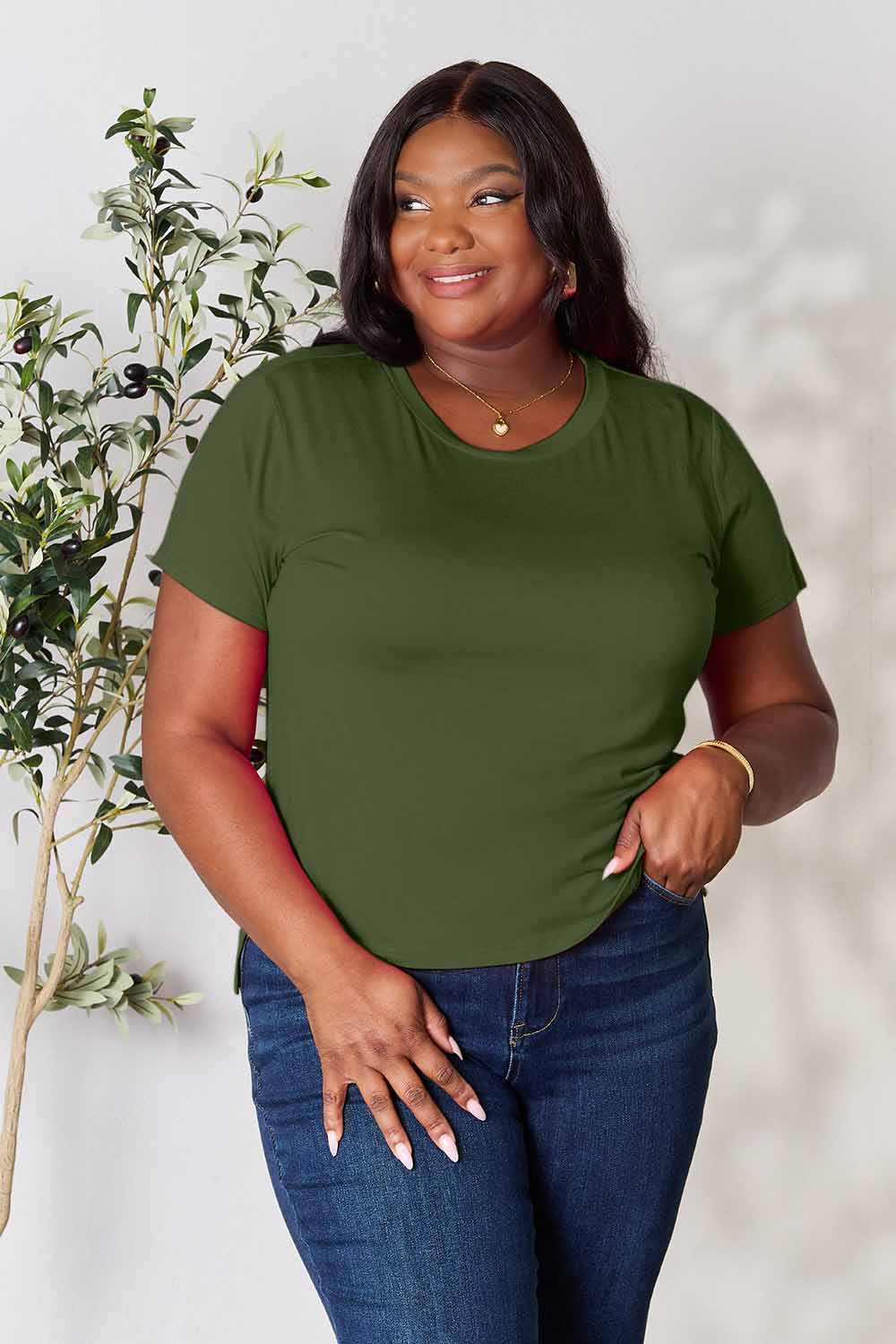 Basic Bae Full Size Round Neck Short Sleeve T-Shirt - Fragrance Spice