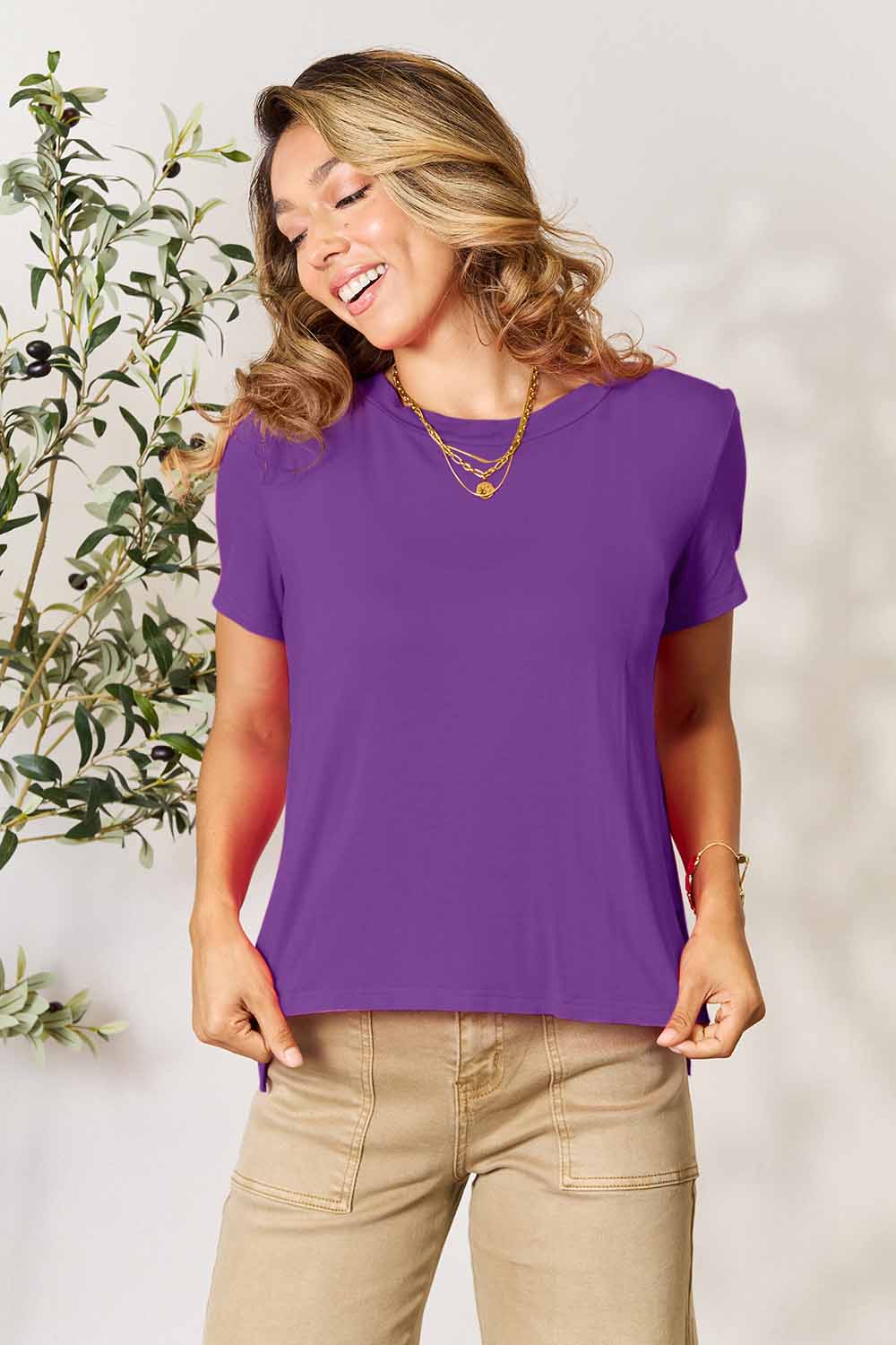 Basic Bae Full Size Round Neck Short Sleeve T-Shirt - Fragrance Spice