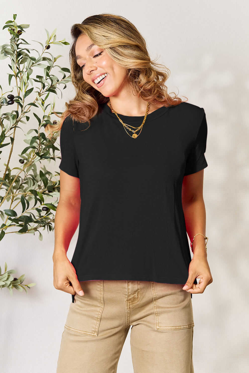 Basic Bae Full Size Round Neck Short Sleeve T-Shirt - Fragrance Spice