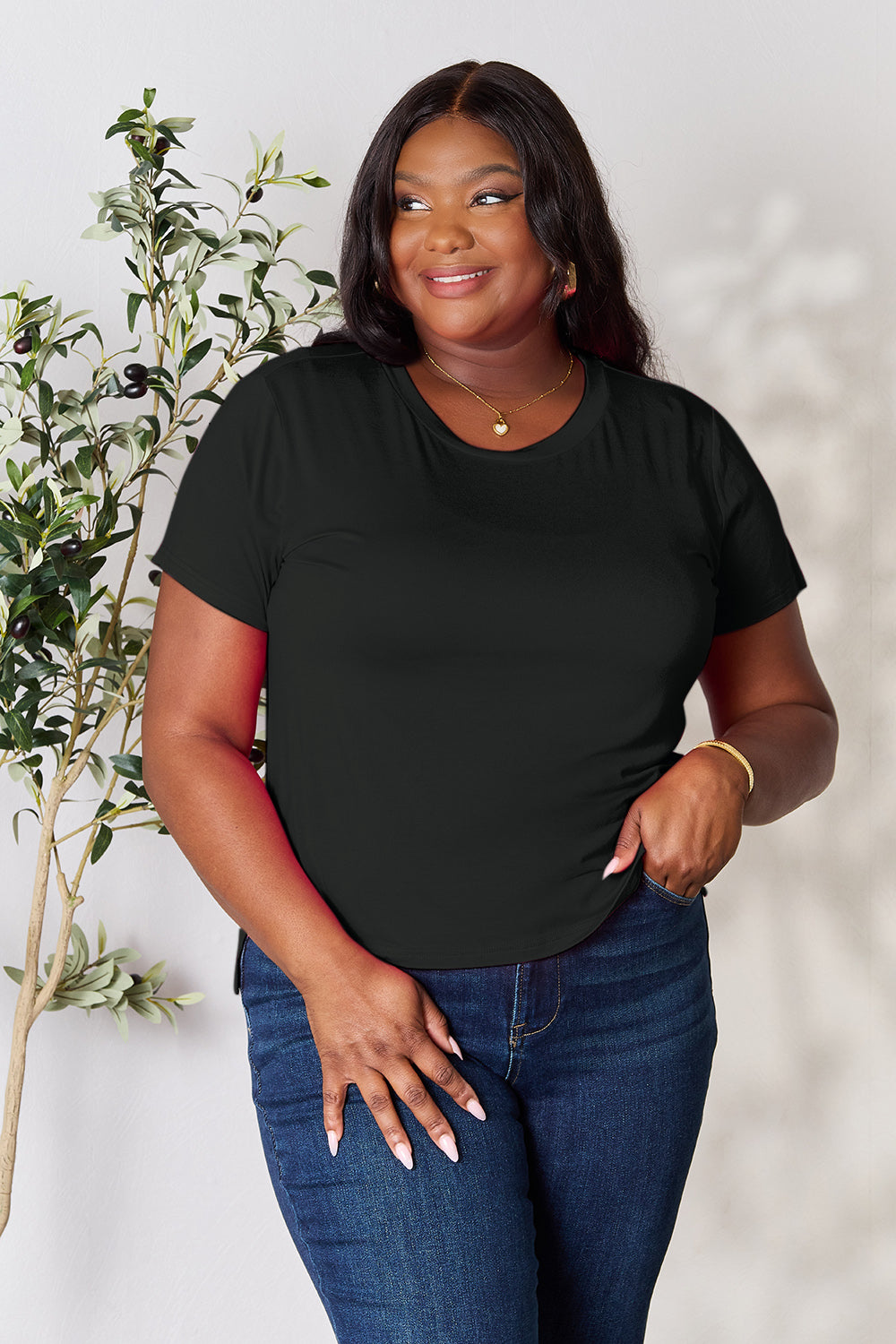 Basic Bae Full Size Round Neck Short Sleeve T-Shirt - Fragrance Spice