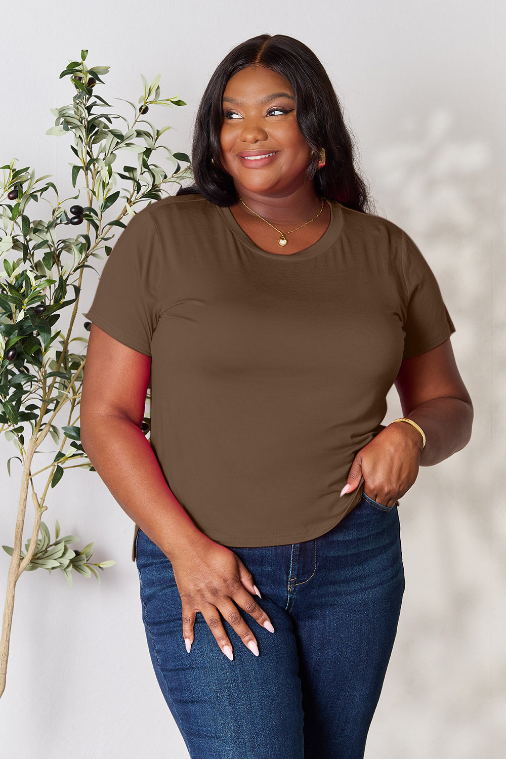 Basic Bae Full Size Round Neck Short Sleeve T-Shirt - Fragrance Spice