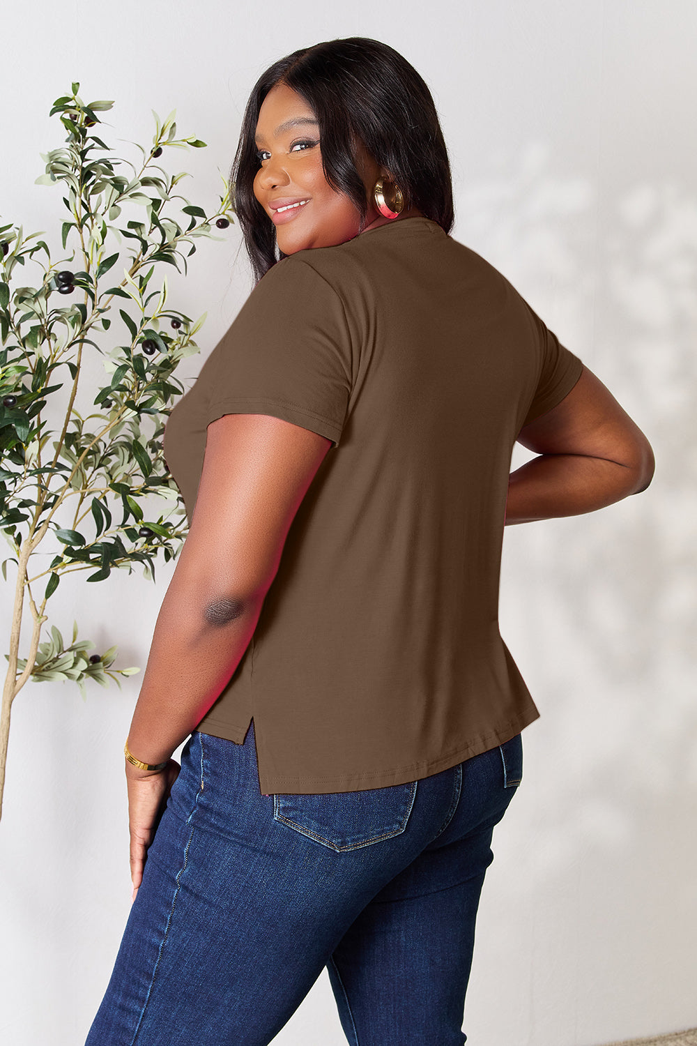 Basic Bae Full Size Round Neck Short Sleeve T-Shirt - Fragrance Spice