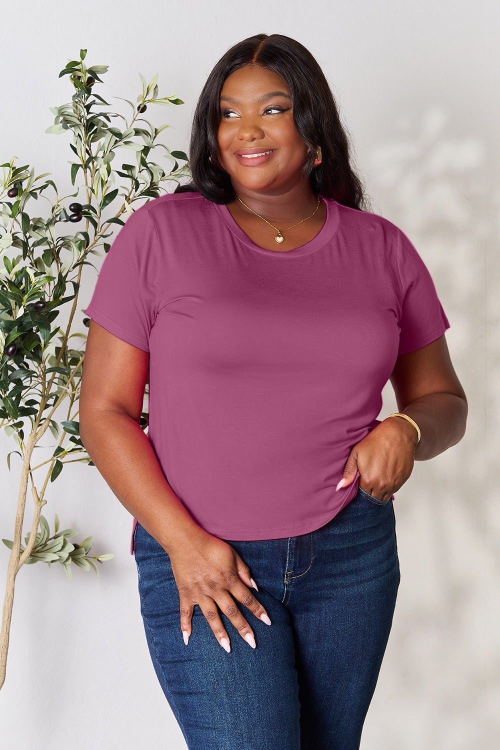 Basic Bae Full Size Round Neck Short Sleeve T-Shirt - Fragrance Spice