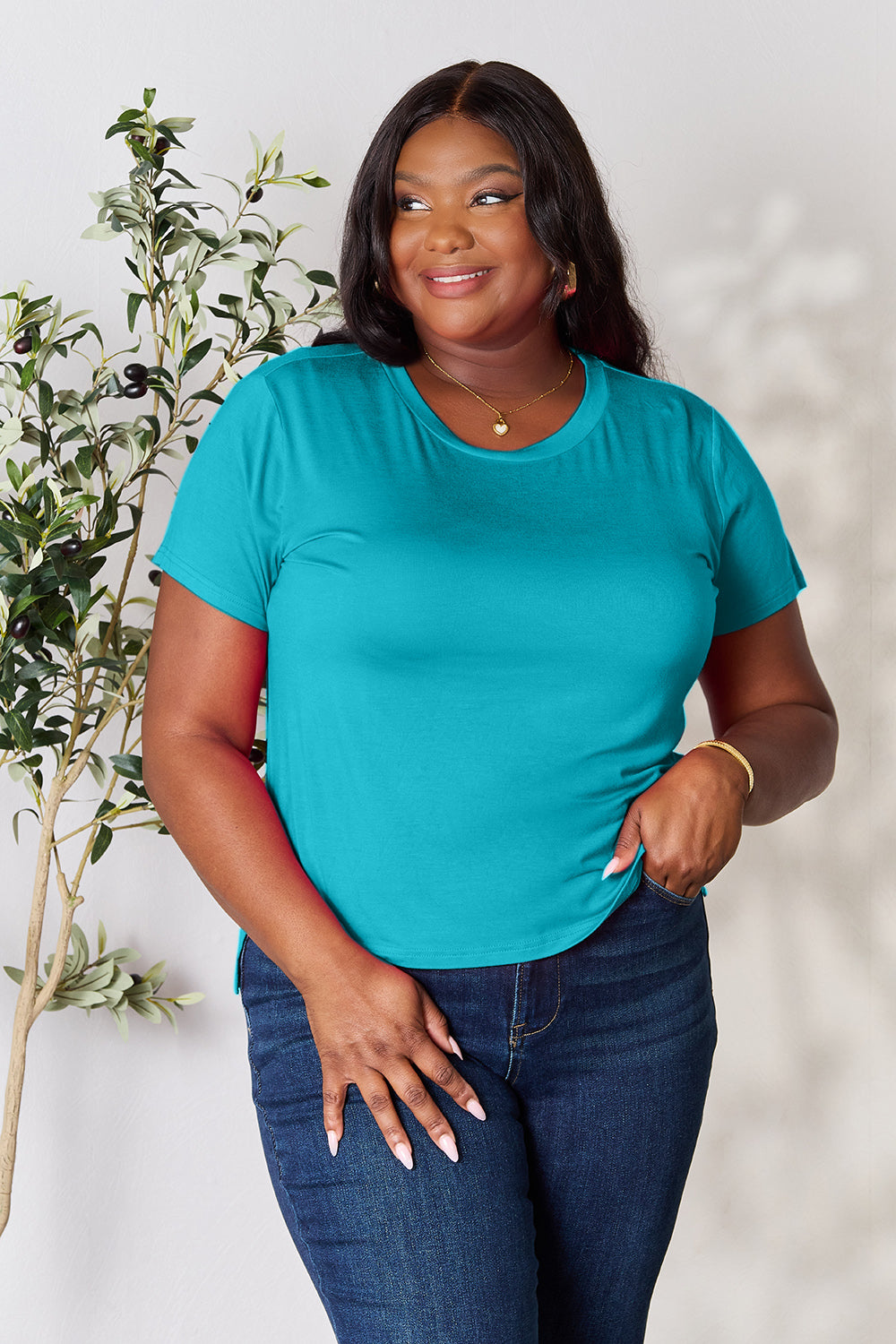 Basic Bae Full Size Round Neck Short Sleeve T-Shirt - Fragrance Spice