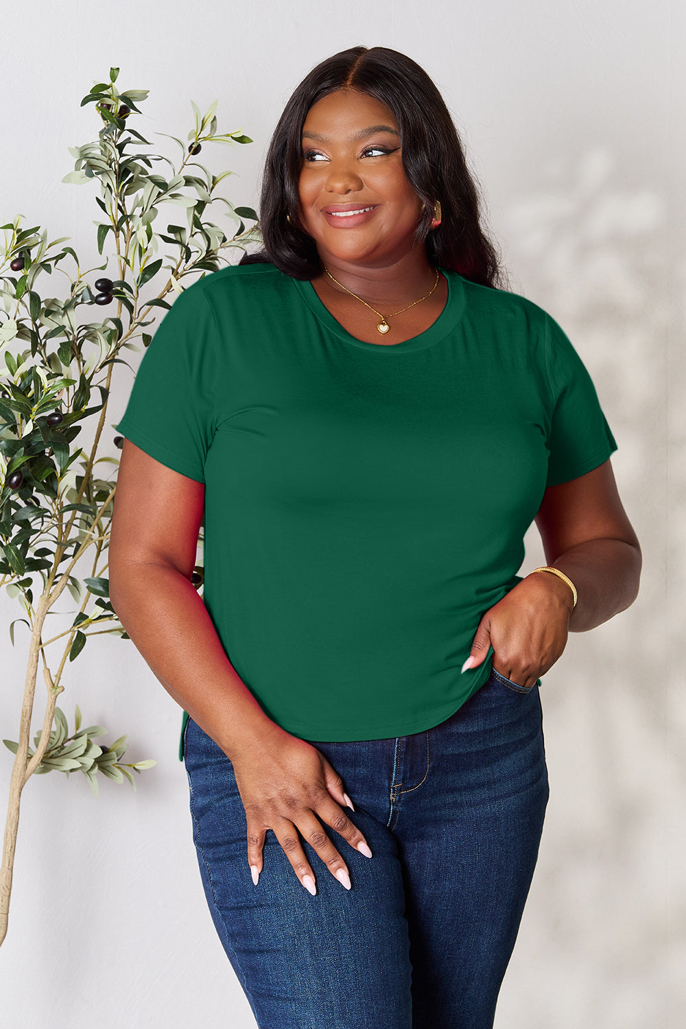 Basic Bae Full Size Round Neck Short Sleeve T-Shirt - Fragrance Spice