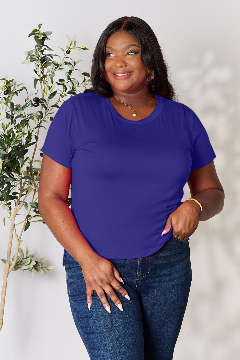 Basic Bae Full Size Round Neck Short Sleeve T-Shirt - Fragrance Spice