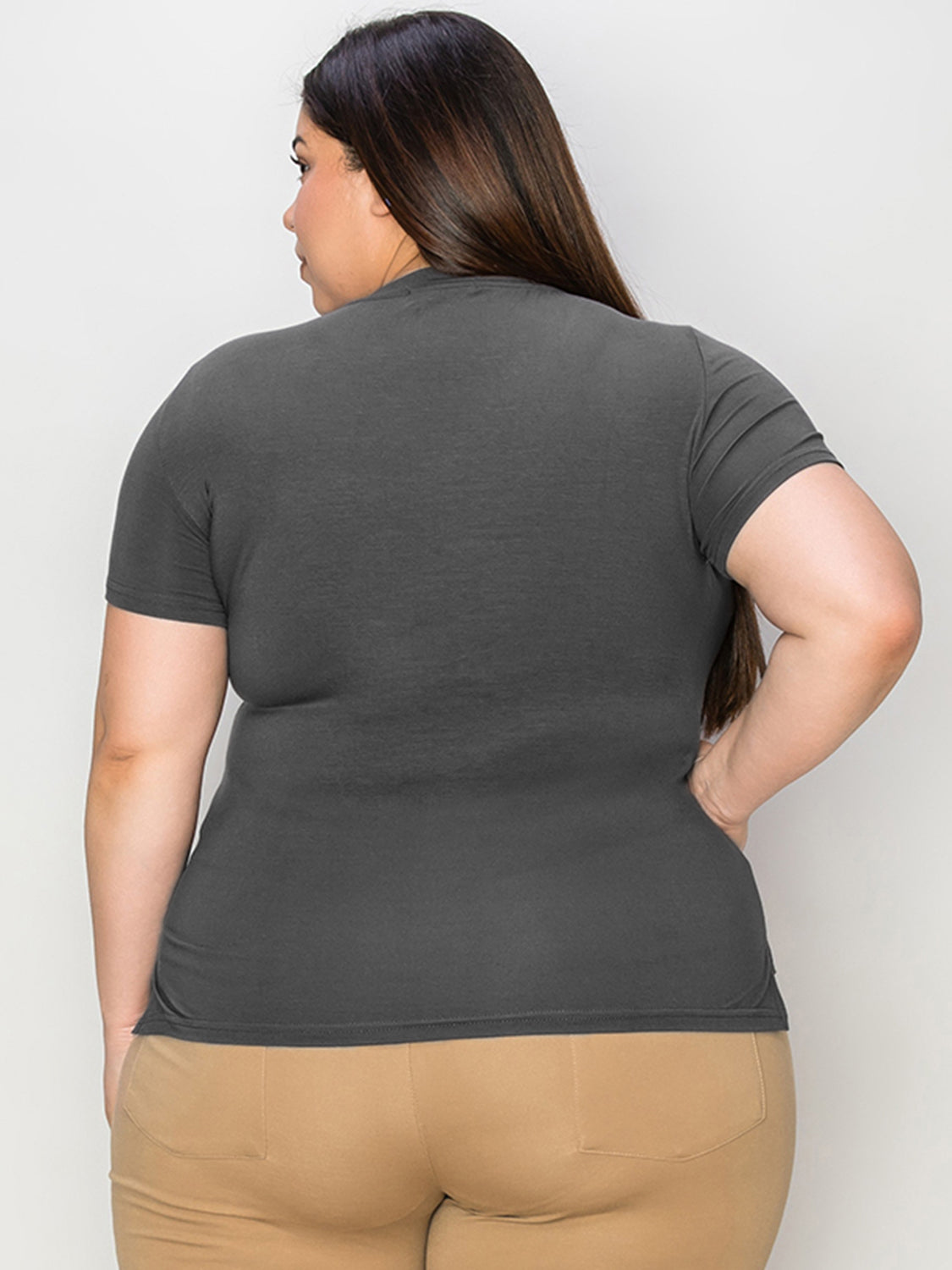 Basic Bae Full Size V-Neck High-Low T-Shirt - Fragrance Spice