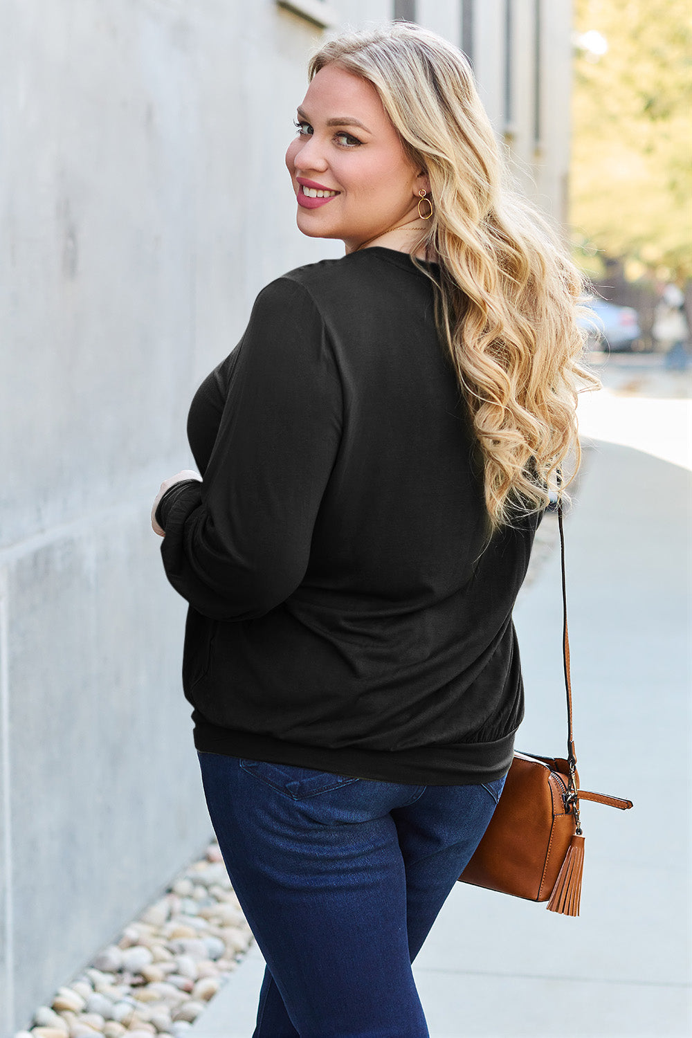 Basic Bae Full Size V-Neck Lantern Sleeve Top - Fragrance Spice