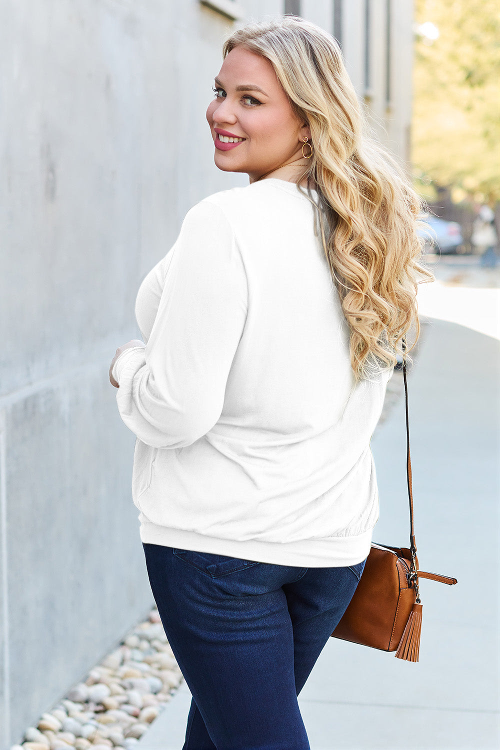 Basic Bae Full Size V-Neck Lantern Sleeve Top - Fragrance Spice