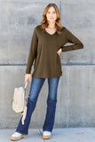 Basic Bae Full Size V-Neck Long Sleeve Top - Fragrance Spice