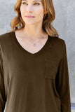 Basic Bae Full Size V-Neck Long Sleeve Top - Fragrance Spice
