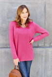 Basic Bae Full Size V-Neck Long Sleeve Top - Fragrance Spice