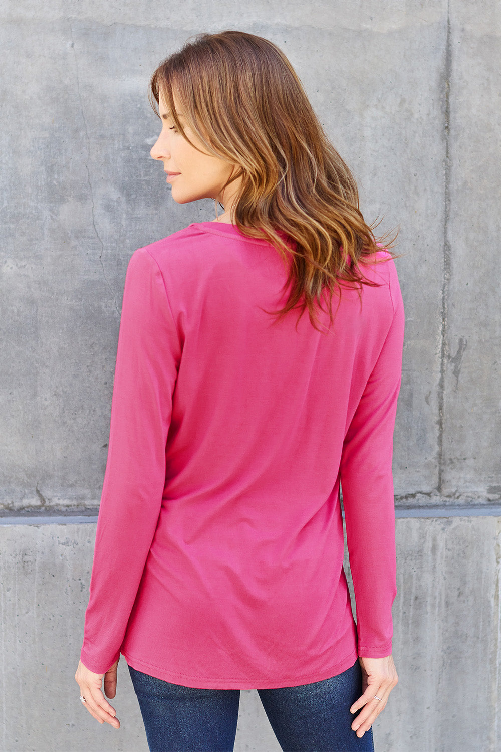 Basic Bae Full Size V-Neck Long Sleeve Top - Fragrance Spice