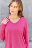 Basic Bae Full Size V-Neck Long Sleeve Top - Fragrance Spice