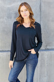 Basic Bae Full Size V-Neck Long Sleeve Top - Fragrance Spice
