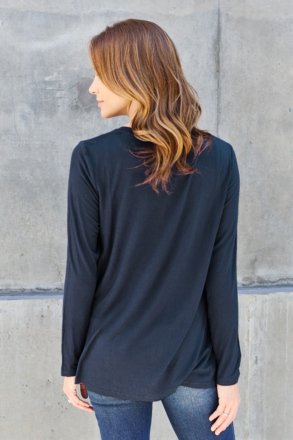 Basic Bae Full Size V-Neck Long Sleeve Top - Fragrance Spice