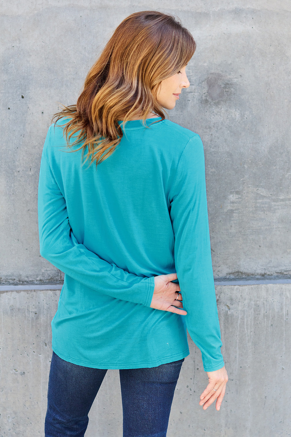 Basic Bae Full Size V-Neck Long Sleeve Top - Fragrance Spice