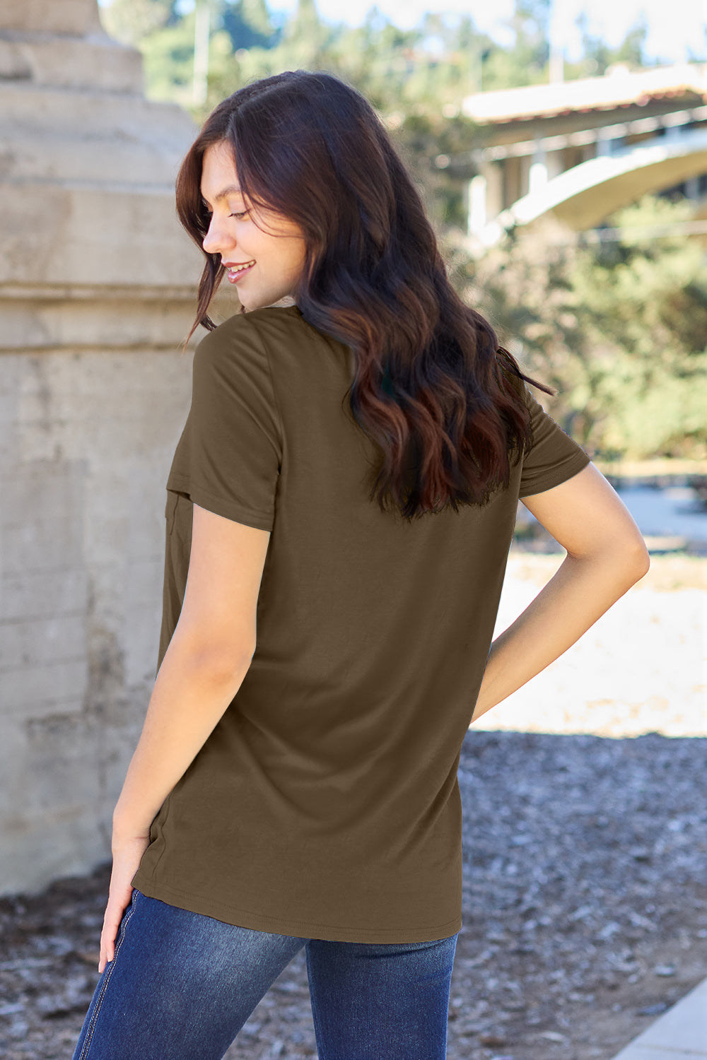 Basic Bae Full Size V-Neck Short Sleeve T-Shirt - Fragrance Spice