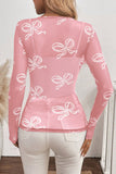 Bow Round Neck Long Sleeve Top - Fragrance Spice