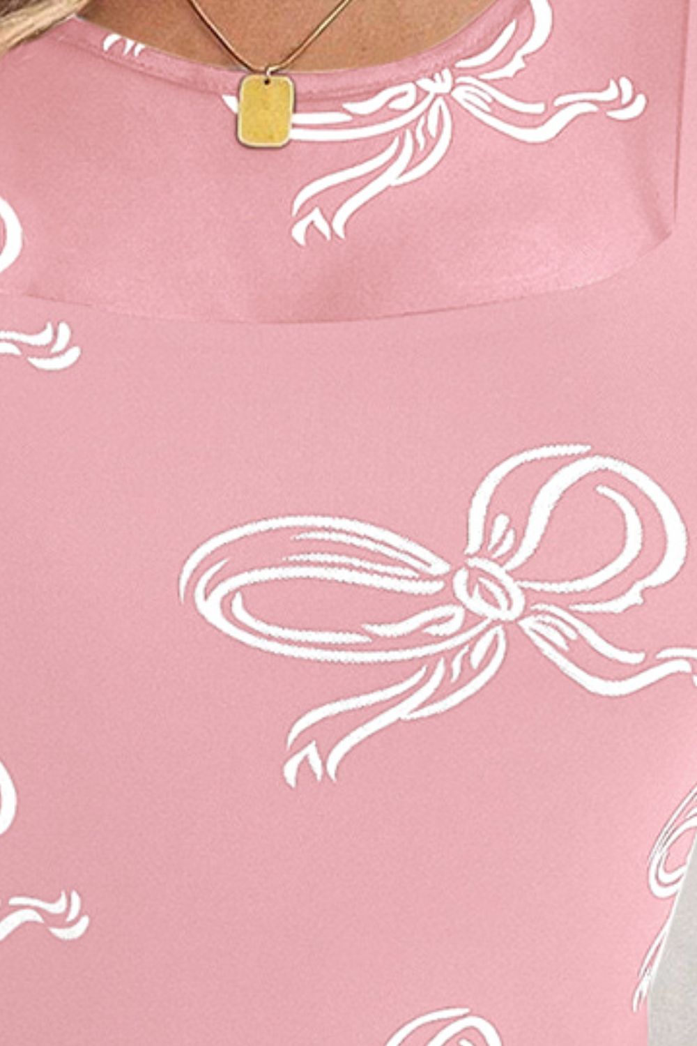 Bow Round Neck Long Sleeve Top - Fragrance Spice