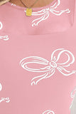 Bow Round Neck Long Sleeve Top - Fragrance Spice