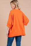 Ces Femme Side Slit Drop Shoulder Puff Sleeve Sweatshirt - Fragrance Spice