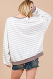 Ces Femme Striped Round Neck Drop Shoulder Sweatshirt - Fragrance Spice