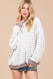 Ces Femme Striped Round Neck Drop Shoulder Sweatshirt - Fragrance Spice