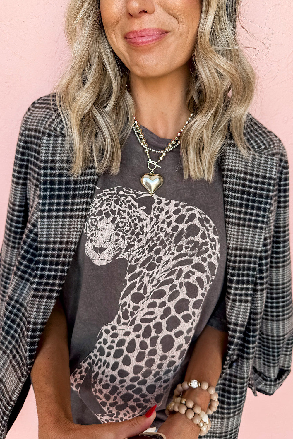 Cheetah Mineral Wash Round Neck Half Sleeve T-Shirt - Fragrance Spice
