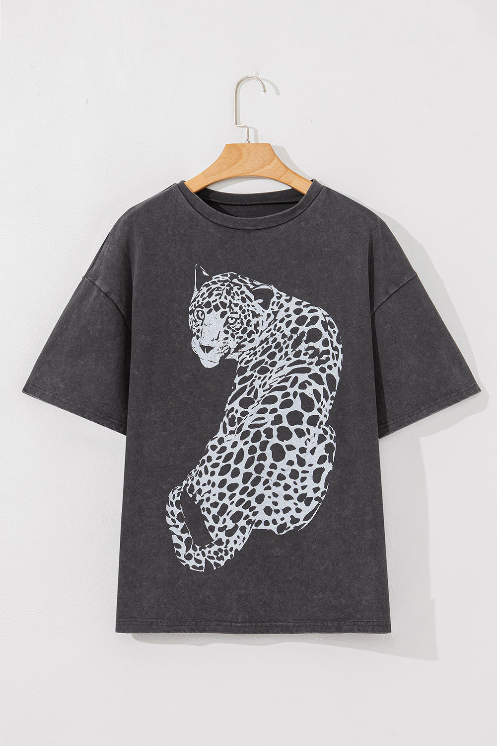Cheetah Mineral Wash Round Neck Half Sleeve T-Shirt - Fragrance Spice